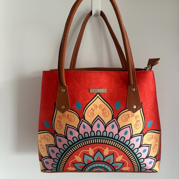 Silk and faux leather Purse - Picture 1 of 4